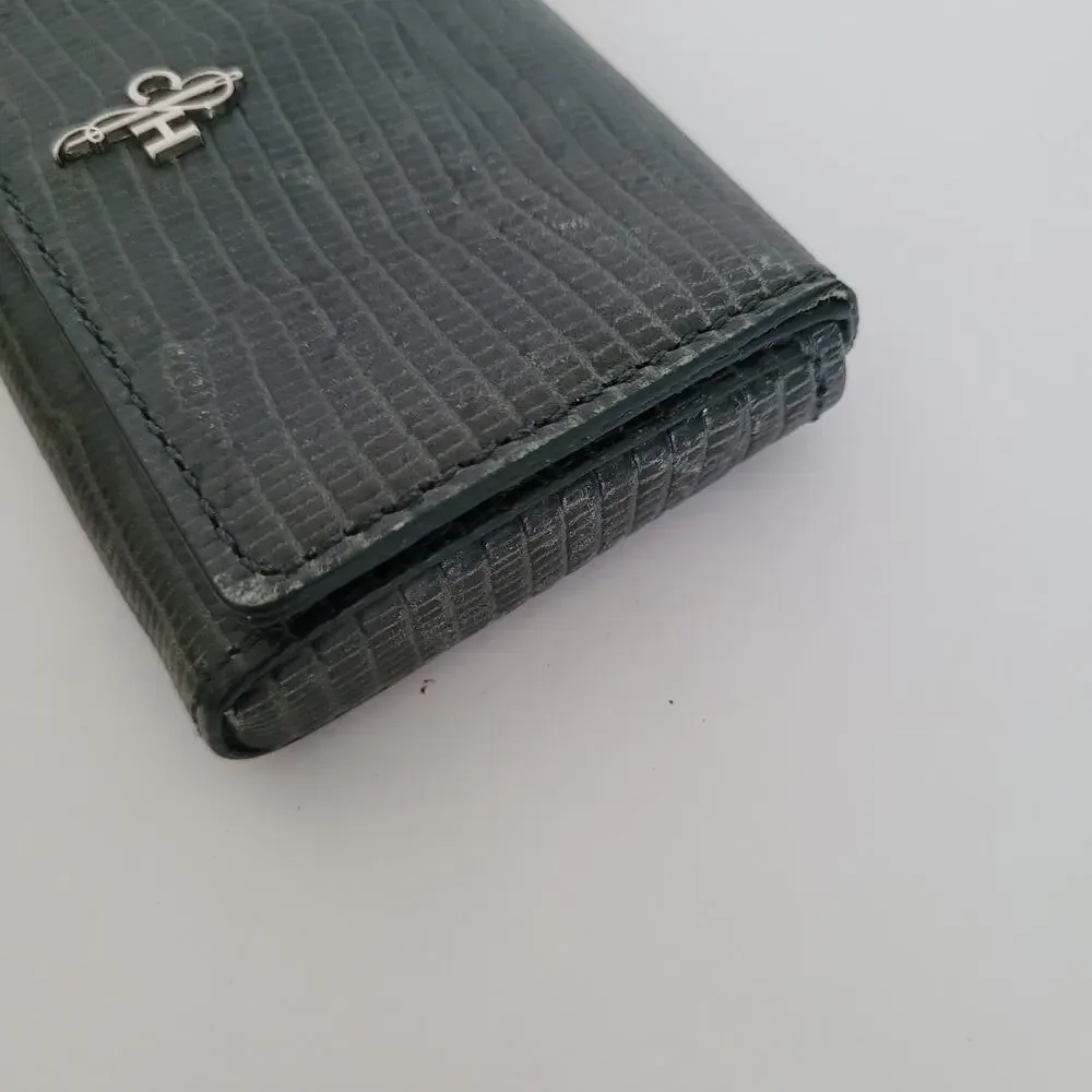 Cole‎ Haan Leather Wallet Compact Buissnes Card Holder Mini Smake Green Small